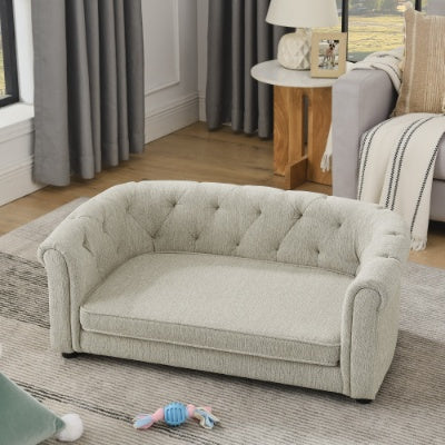 Pet Sofa With Arc-shaped Backrest And Armrests