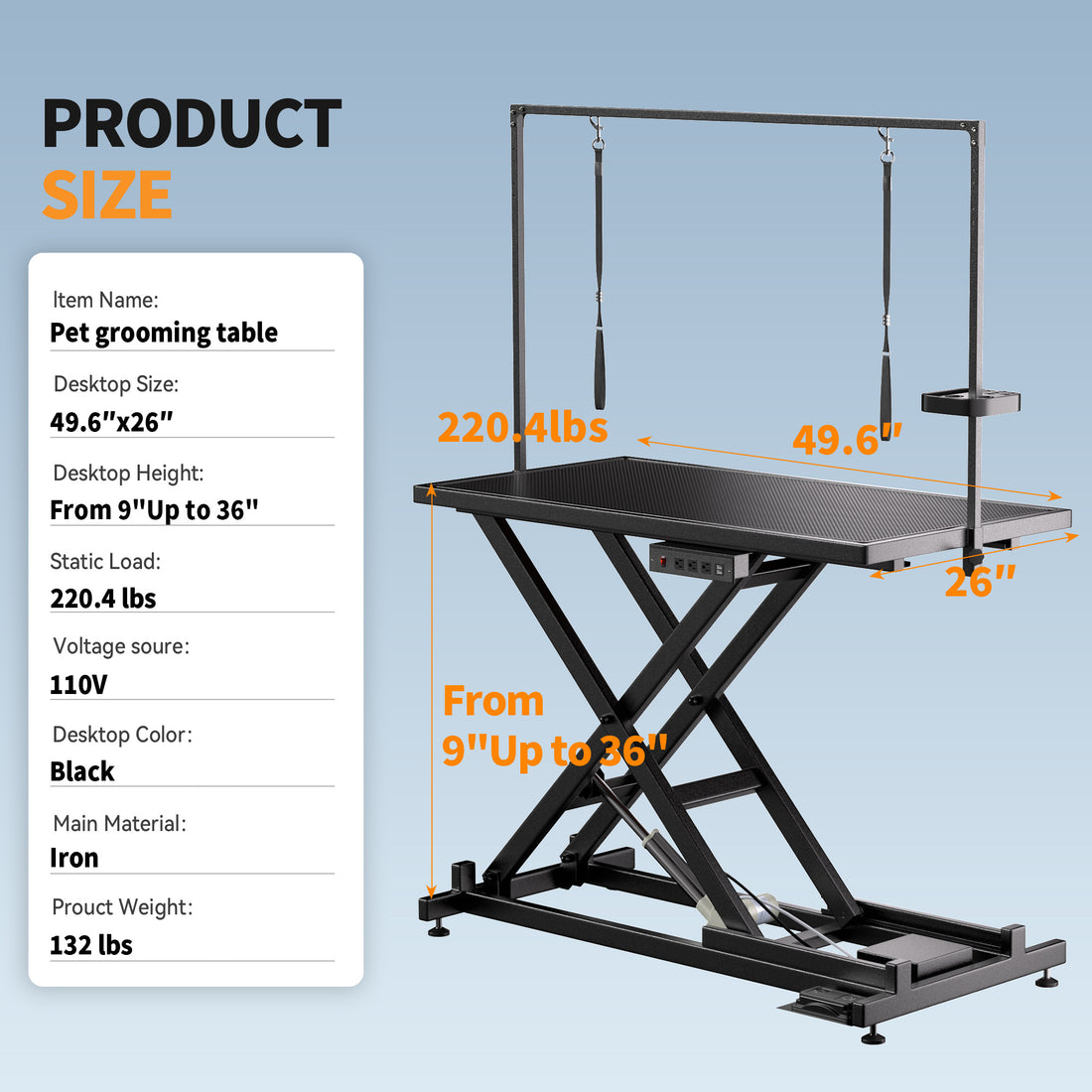 Height Adjustable Pet Grooming Table
