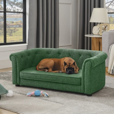 Pet Sofa With Arc-shaped Backrest And Armrests